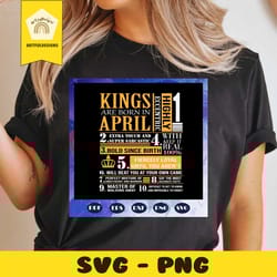 kings are born in april svg, april man svg, man born in april svg, birthday for silhouette, files for cricut, svg, dxf,