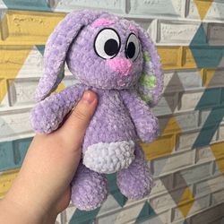 Handmade crochet bluey toy - a small floppy 9-inch rabbit with long flexible ears. Perfect gift for children bluey