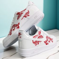 custom shoes luxury casual sneakers air force 1 handpainted sneakerhead dragon sexy personalized gift white wearable art