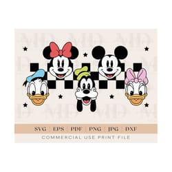 mickey and friends svg | checkered mouse svg | sublimation | cricut machine | mickey | minnie | goofy | donald duck | daisy | pdf | png