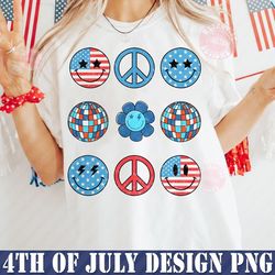 Retro 4th of july Happy Face PNG, Retro Png, USA png, Mama png, America png, Patriotic Sublimation Designs, 4th Of july