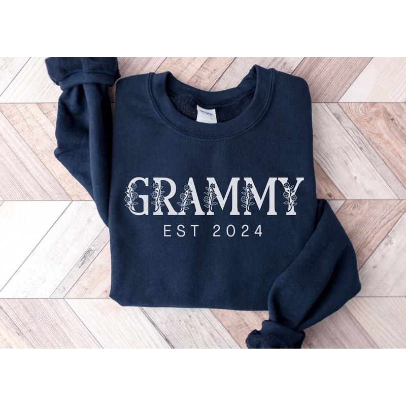 Floral Grammy Sweatshirt, Personalized Grammy Est Sweatshirt, Gift for Grandmother, Grandma Sweatshirt, Gift For Grandma,Mother's Day Gift 1.jpg