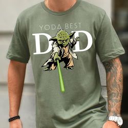 Yoda Master with Lightsaber Best Dad Comfort Colors Shirt, Star Wars Dad Washed Tee, Fathers Day, Personalized Dad