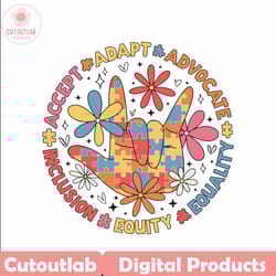 accept adapt advocate inclusion equity equality autism svg