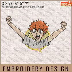 hinata embroidery files, haikyuu, anime inspired embroidery design, machine embroidery design 1