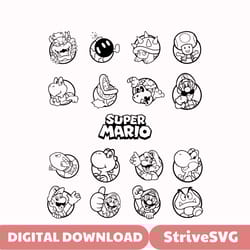 super mario svg bundle, super mario svg, yoshi svg, super mario svg layered, super mario png, mario svg bundle, yoshi sv
