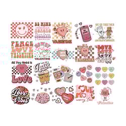 retro valentine svg png bundle love bite xo xo latte howdy valentine candy conversation lover babe be mine smiley peace