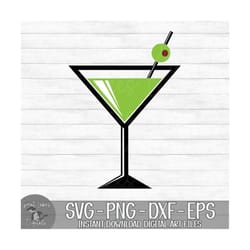 martini - instant digital download - svg, png, dxf, and eps files included! - martini glass, alcohol, dirty martini, olive