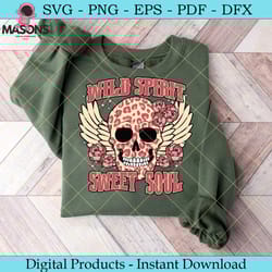 wild spirit sweet soul leopard skull svg