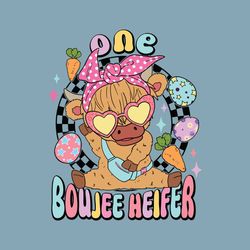 Retro One Boujee Heifer Easter Cow SVG