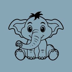 Cute Elephant Illustration, Elephant clipart, Elephant Svg, Elephant Stencil, elephant animal svg, elephant png