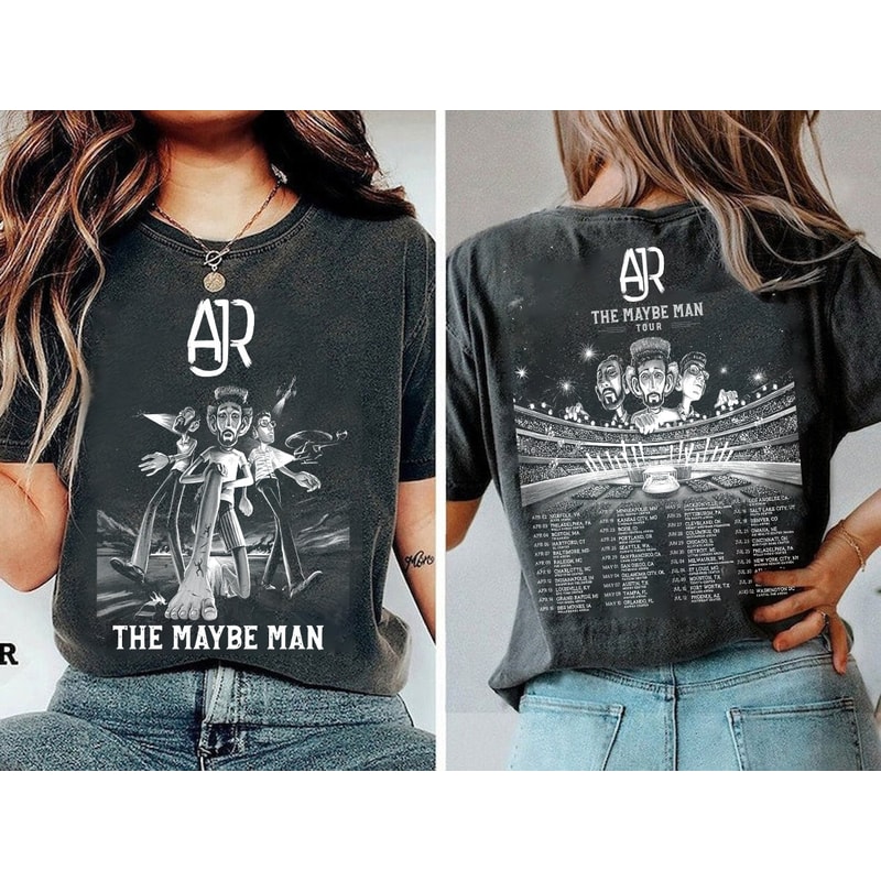 AJR The Maybe Man Tour 2024 Two-Sided Shirt, AJR Band Fan Shirt, Ajr Members Chibi Shirt, AJR Band Merch, Ajr Band Shirt, Gift For Men Women.jpg