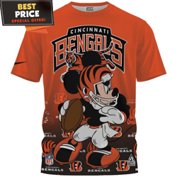 Cincinnati Bengals x Mickey Touchdown Fullprinted TShirt, Best Gifts For Bengals Fans  Best Personalized Gift  Unique Gi