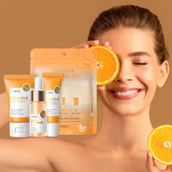 laikou 24k golden vitamin c sakura skin care set, face cream, serum, eye cream for moisturizing & anti-wrinkles