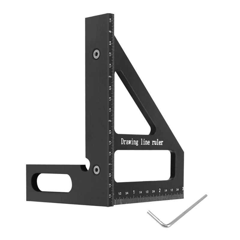Premium Carpenter Square Aluminum Woodworking Square Protractor with 45/90 Degree Angle for Precision Layout & Measuring