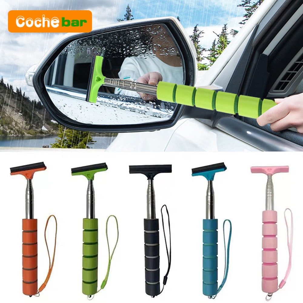 Ar Mirror Wiper Glass Mist Cleaner Telescopic Cleaning Tool With Scraper Brush 3