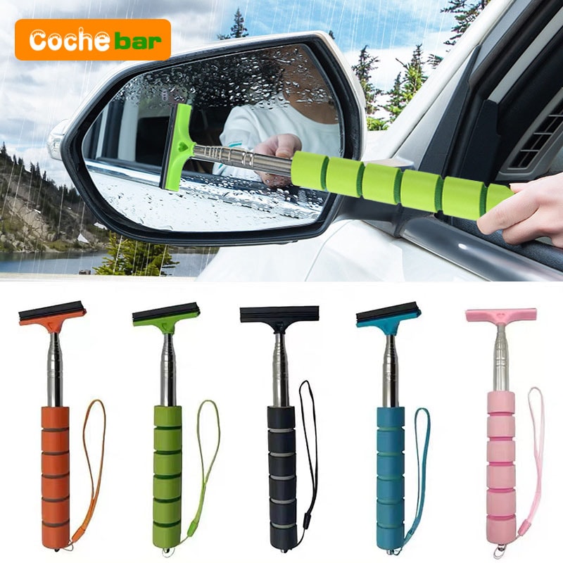 Ar Mirror Wiper Glass Mist Cleaner Telescopic Cleaning Tool With Scraper Brush 3