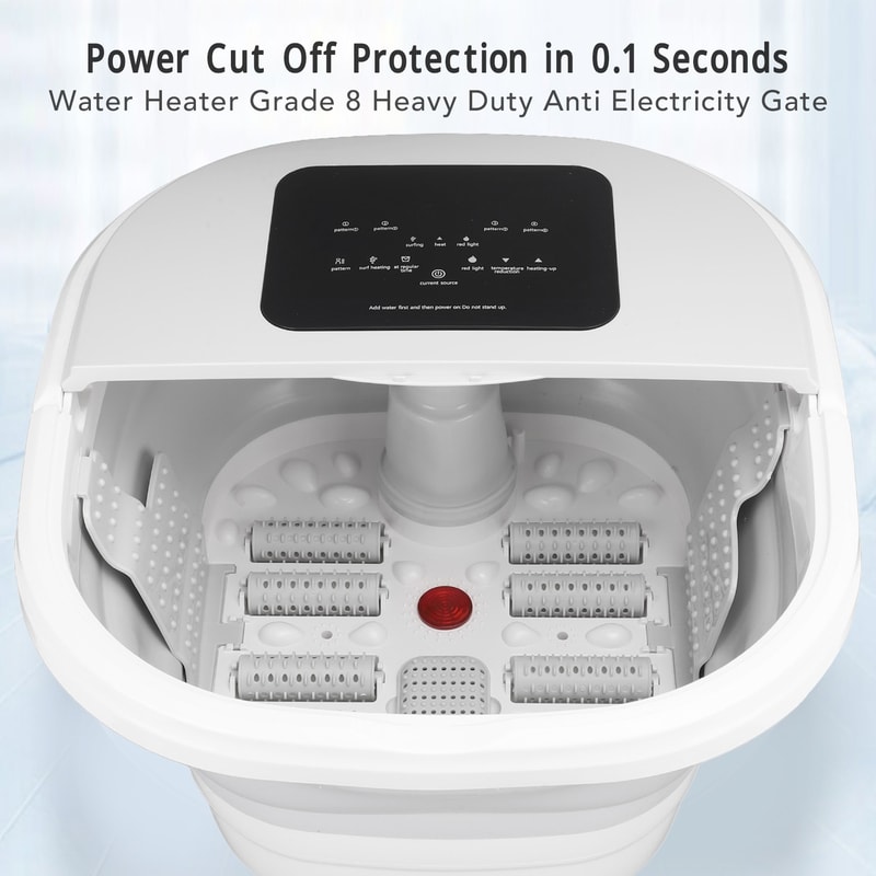 Foldable Heating Foot Massager Spa Soaker Smart Soak Tub With 8 Rollers Remote Control 5