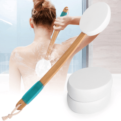 17.5in long lotion applicator for back wooden handle bath brush for applying body creams, tanners & sunscreens