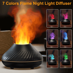 volcano flame aroma diffuser fire mist humidifier for essential oils, aromatherapy & room fragrance