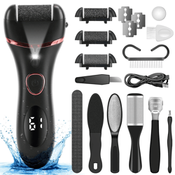 electric foot grinder file callus & dead skin remover pedicure tool, rechargeable kit for smooth feet at home