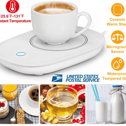 smart coffee mug warmer with auto shut off, drink heater pad for office or home, keeps tea, milk & coffee warm all day