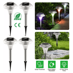 solar power led garden lights stainless steel outdoor pathway lights for landscape, lawn, patio, and yard decor