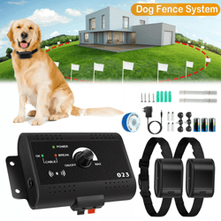 wireless electric dog fence pet training containment system with shock & tone collar