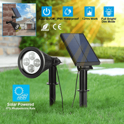 2-in-1 solar power spot light led garden lamp – outdoor landscape pathway lighting for lawn, walkway, yard