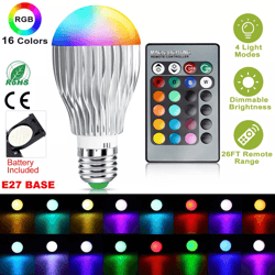 e27 magic rgb led light bulb 16 colors changing home lamp with ir remote control mood lighting for bedroom, party, decor