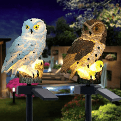 solar owl stake lights, decorative outdoor yard lighting for garden, lawn & pathway