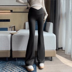 women maternity v crossover lounge pants – black wide leg pregnancy trousers for comfort style
