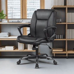 executive ergonomic desk chair, leather home office task chair with wheels, adjustable swivel rolling chair for work