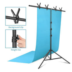 k t-shape photography adjustable backdrop support stand kit height, crossbar, portable with clamps carry bag