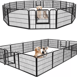 portable 16 panel dog playpen, detachable fence for outdoor, rv & yard use