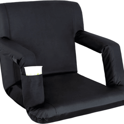 portable wide stadium seat with reclining back cushion, bleachers chair for outdoor sports events