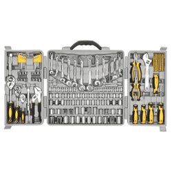 205 pcs tool set mechanics tool kit with wrenches, sockets & hand tools in grey case – home garage car repair kit