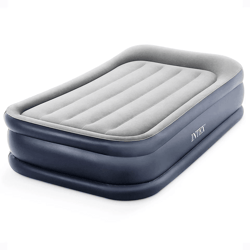 intex dura beam deluxe pillow bed with built-in pump, twin – 16.5" raised air mattress for camping & guests
