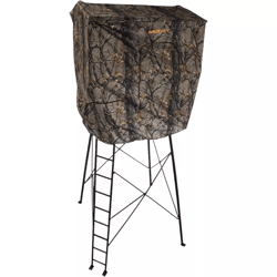 muddy steel tall quad pod hunting blind cover, camouflage shelter for outdoor hunters with waterproof fabric