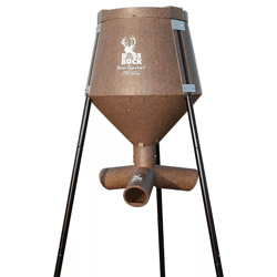 heavy-duty boss buck gravity fed tripod feeder for deer, protein & corn pellet game feeder with adjustable ports