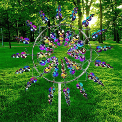 magical wind powered kinetic windmill, unique metal garden sculpture spinner for outdoor yard decor