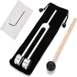 128 hz weighted tuning fork set for sound therapy, healing stress relief, bio-acoustic tuning fork for deep wellness