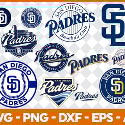 san diego padres mlb svg cut files baseball clipart bundle
