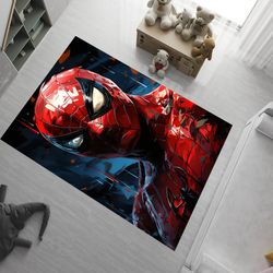 spiderman rug,spiderman pattern rug,blue rug,kids room rug,boys rug,red rug,soft rug,cartoon rug,area rug,decorative rug