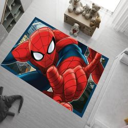 spiderman rug,spiderman pattern rug,kids room rug,boys rug,red rug,soft rug,cartoon rug,area rug,aesthetic rug,childrens