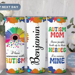Personalized Autism Tumbler Cup, Autism Mom Tumbler with Straw, Autism Awareness Travel Mug