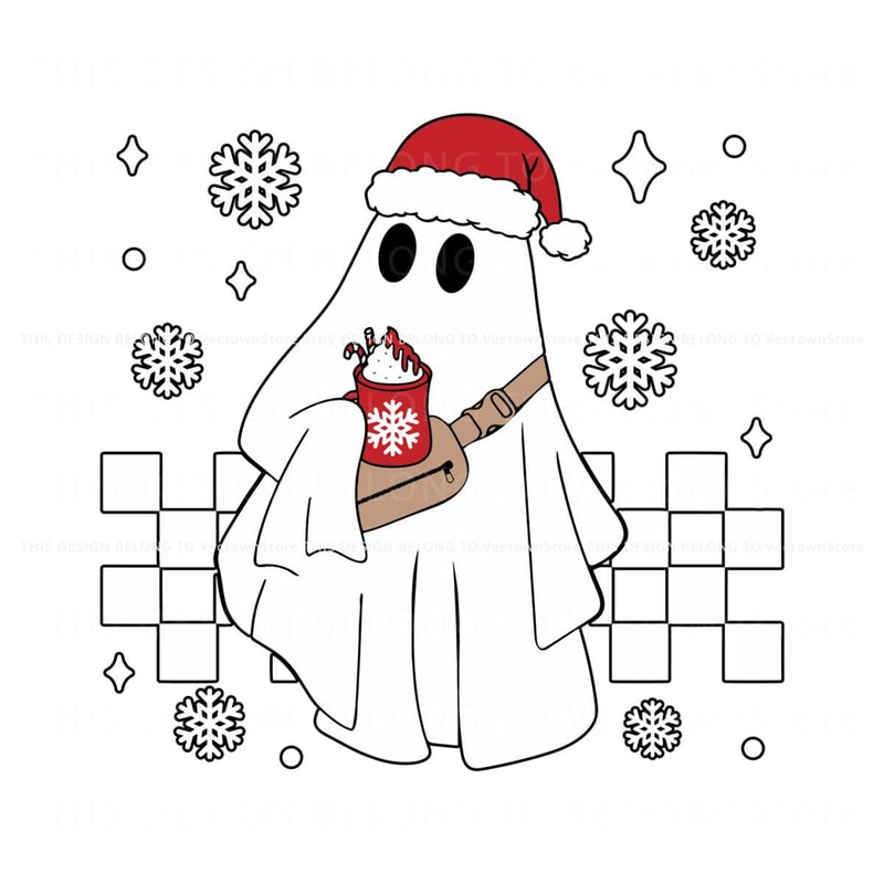 Funny Cute Ghost Christmas Santa Hats SVG File For Cricut.jpg