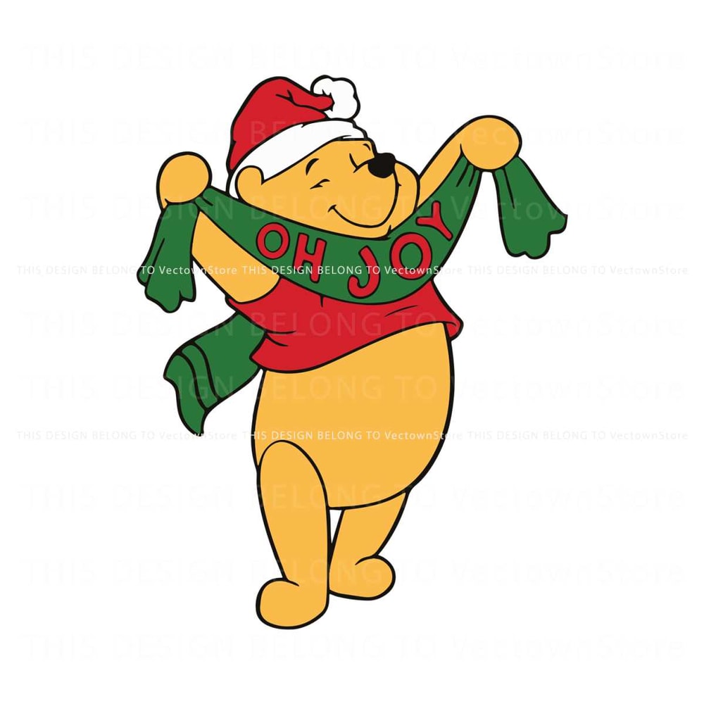Winnie The Pooh Christmas Oh Joy SVG Cutting Digital File.jpg