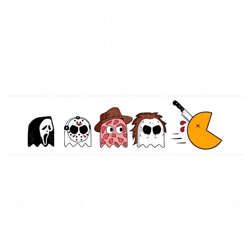 Funny Halloween Killers Pacman Game SVG Digital File.jpg
