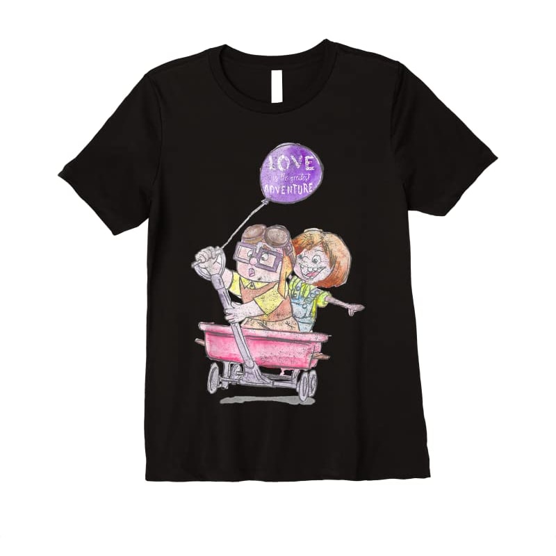 Adorable Disney Pixar Up Carl Ellie Wagon Ride Sketch Graphic Tee - Tees.Design.png